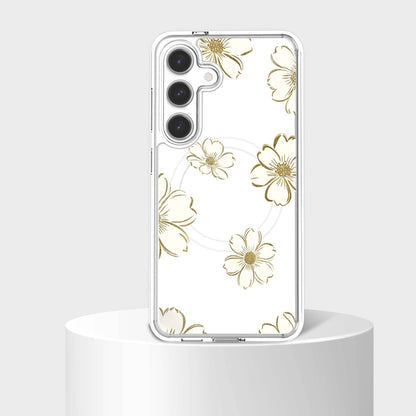 Samsung Galaxy S25 Gold Pattern Clear Case