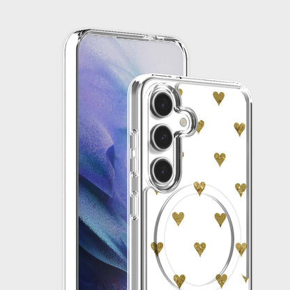 Samsung Galaxy S25 Gold Hearts Clear Case