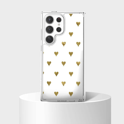 Samsung Galaxy S25 Ultra Gold Hearts Clear Case