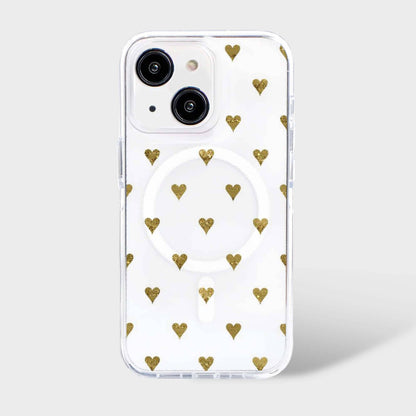 MagSafe iPhone 16e Gold Hearts Clear Case