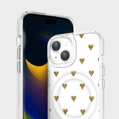 MagSafe iPhone 16e Gold Hearts Clear Case