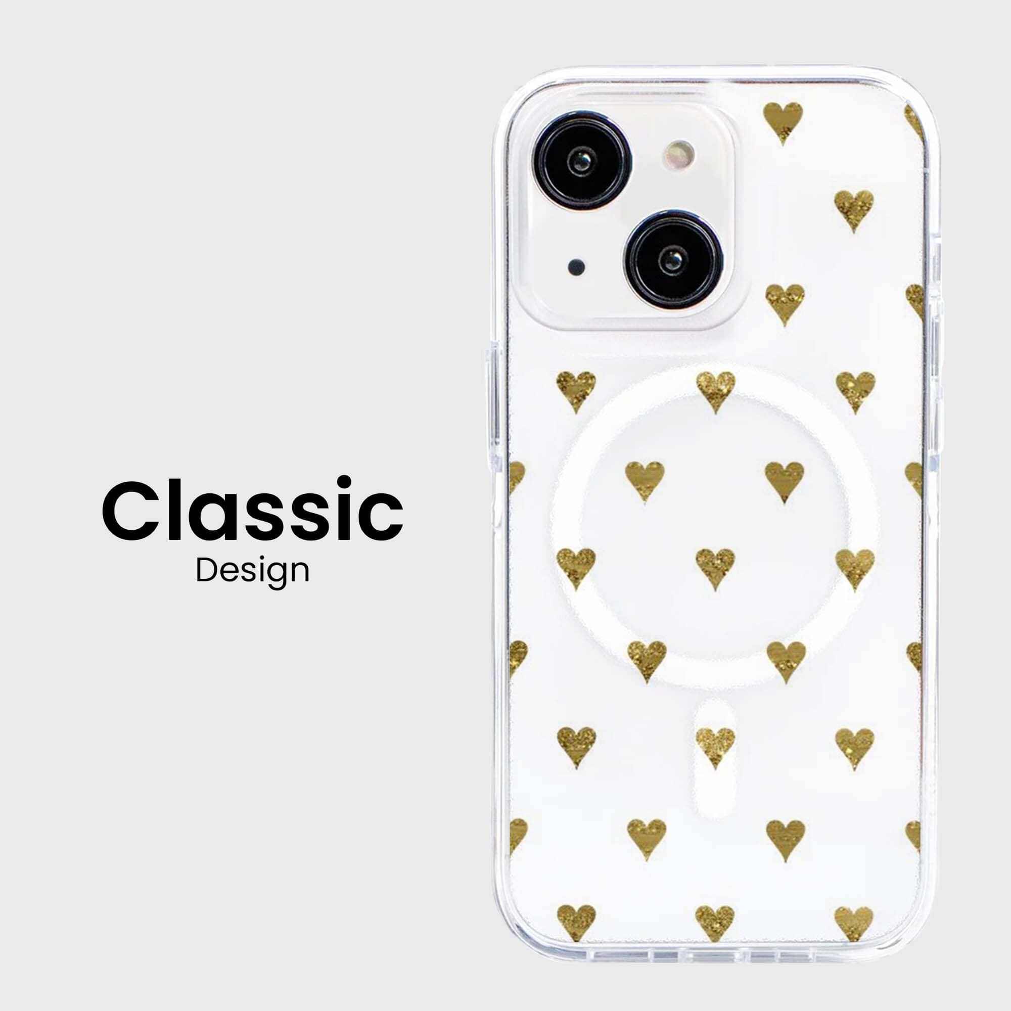 MagSafe iPhone 16e Gold Hearts Clear Case