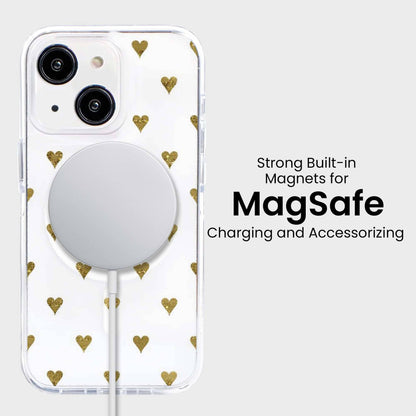 MagSafe iPhone 16e Gold Hearts Clear Case