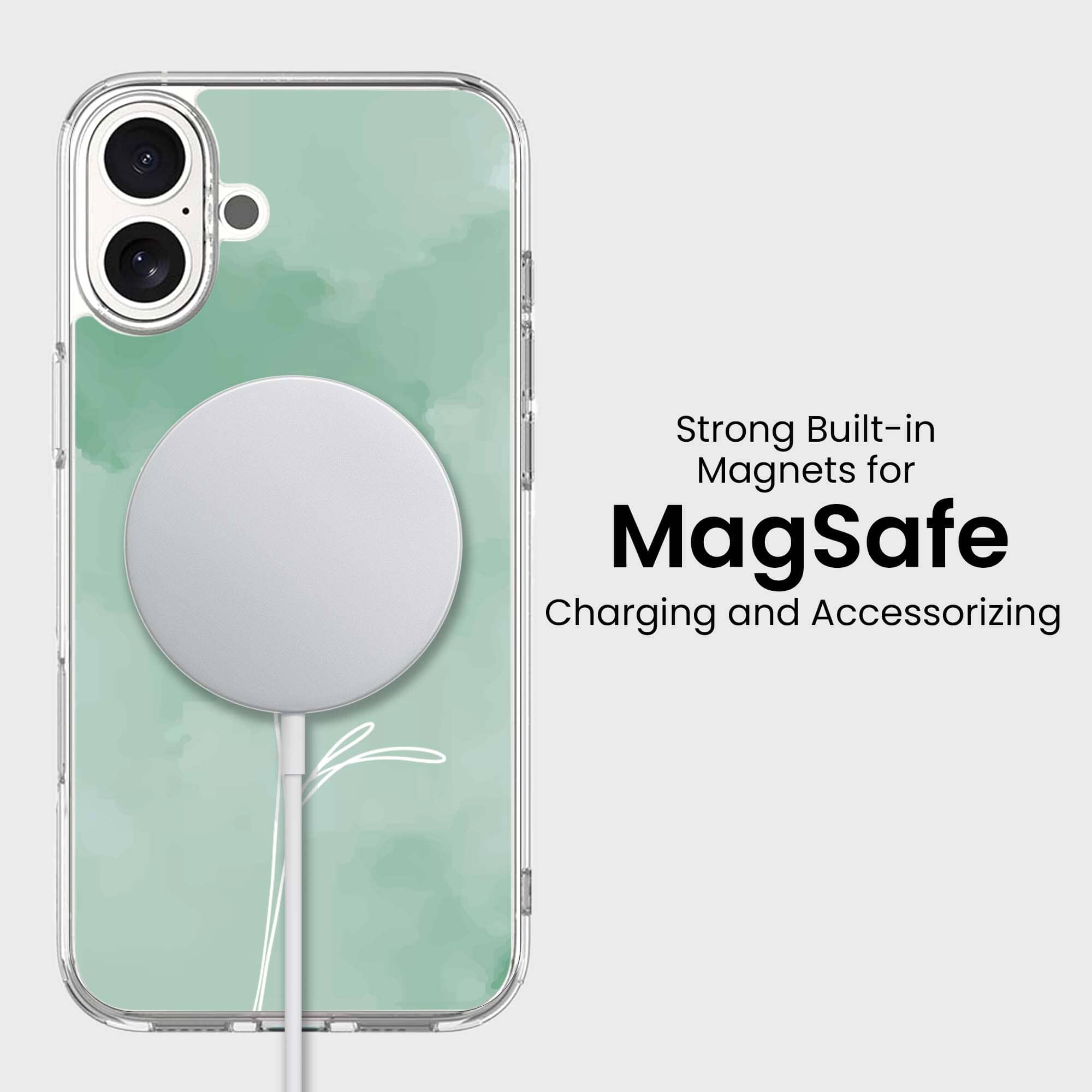iPhone 16 Case With MagSafe - Green Flower