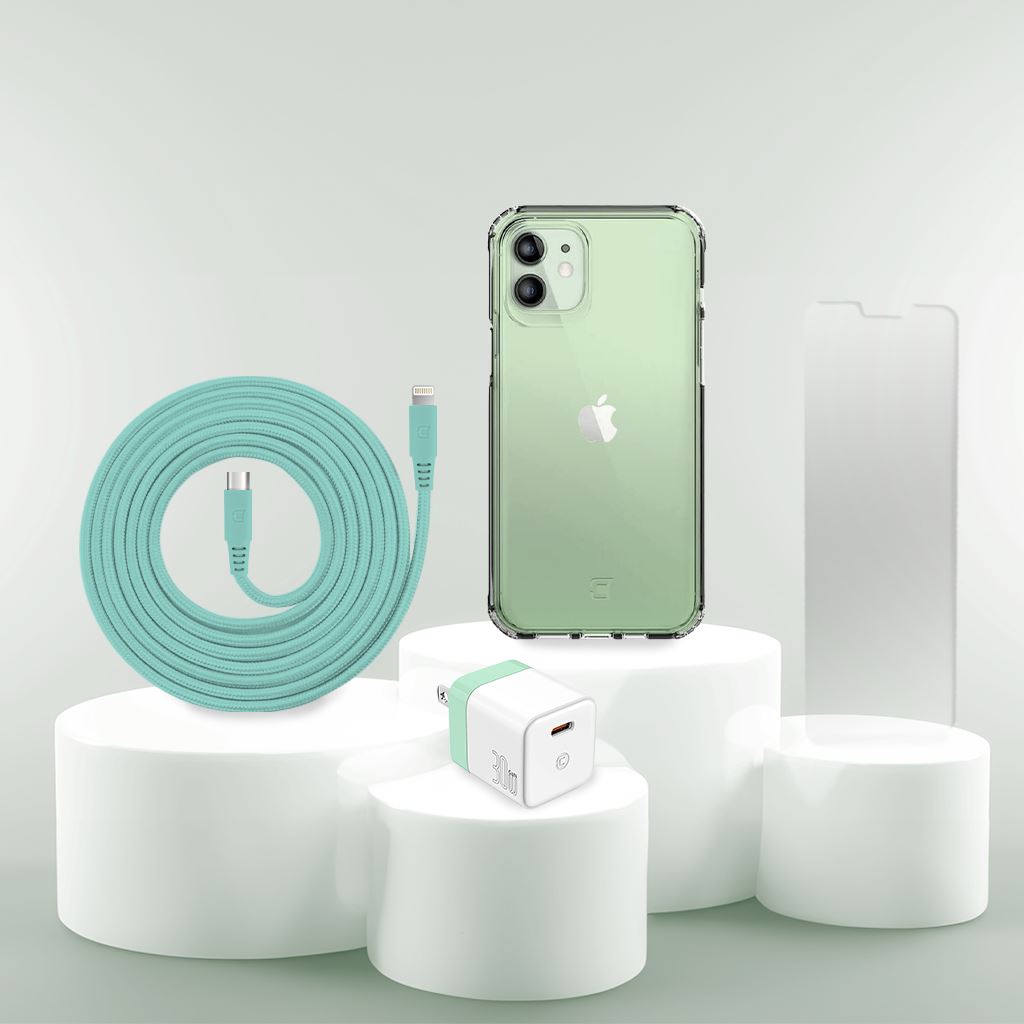 iPhone 12 Mini Case, Charger & Screen Protector Holiday Gift Box - Green