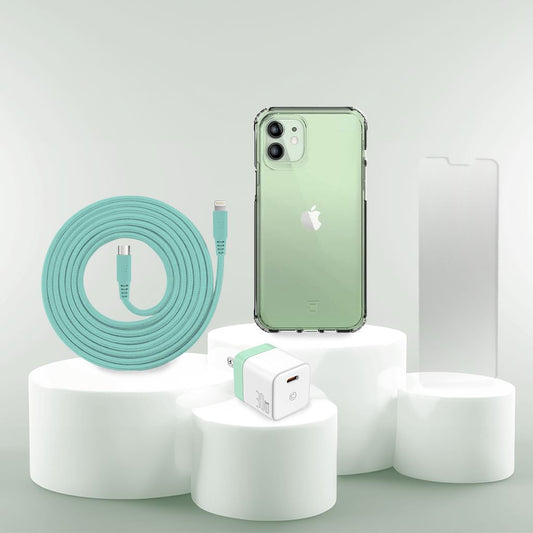 iPhone 12 Mini Case, Charger & Screen Protector Holiday Gift Box - Green