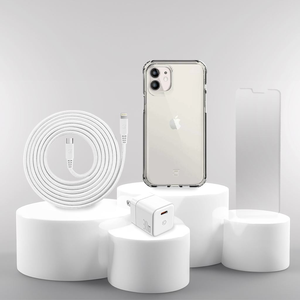 iPhone 12 Mini Case, Charger & Screen Protector Holiday Gift Box - White