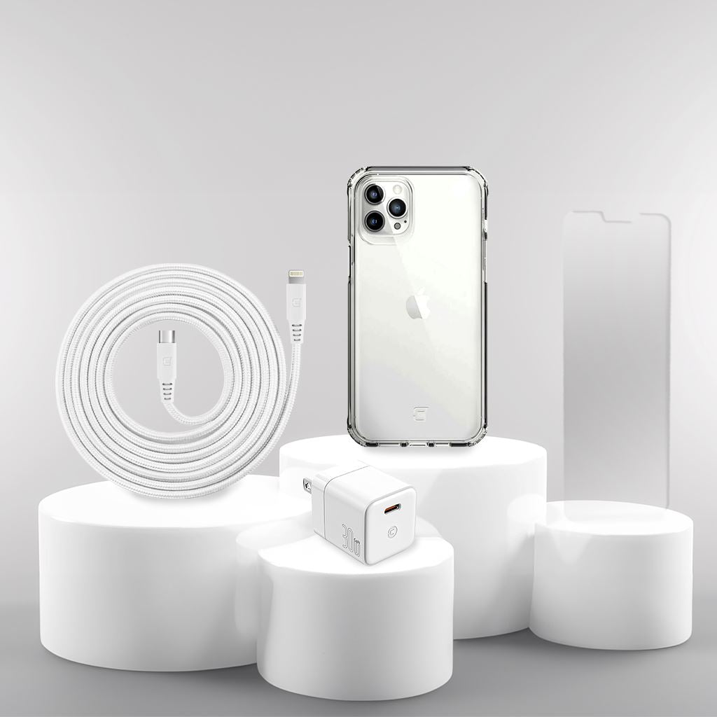 iPhone 12 Pro Case, Charger & Screen Protector Holiday Gift Box - White