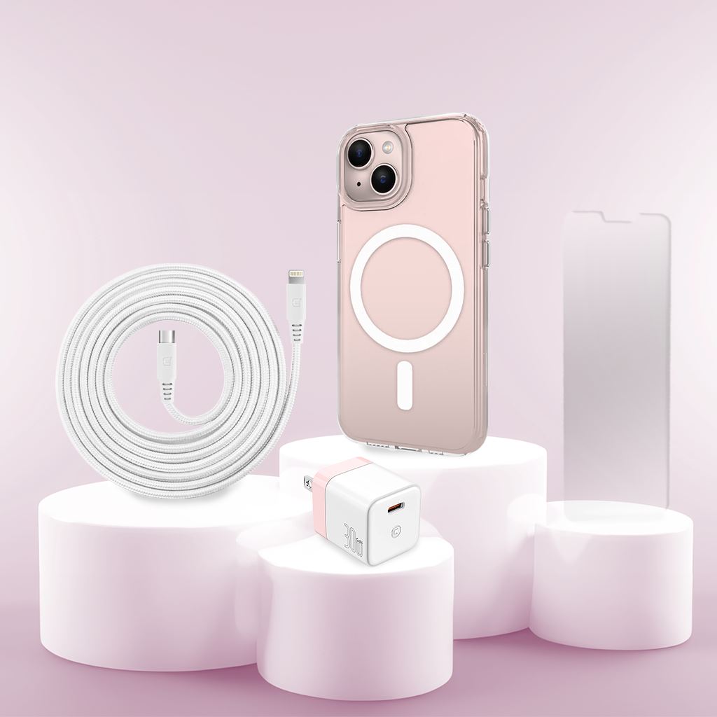 iPhone 13 Case, Charger & Screen Protector Holiday Gift Box - Pink