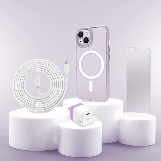 iPhone 14 Case, Charger & Screen Protector Holiday Gift Box - Purple