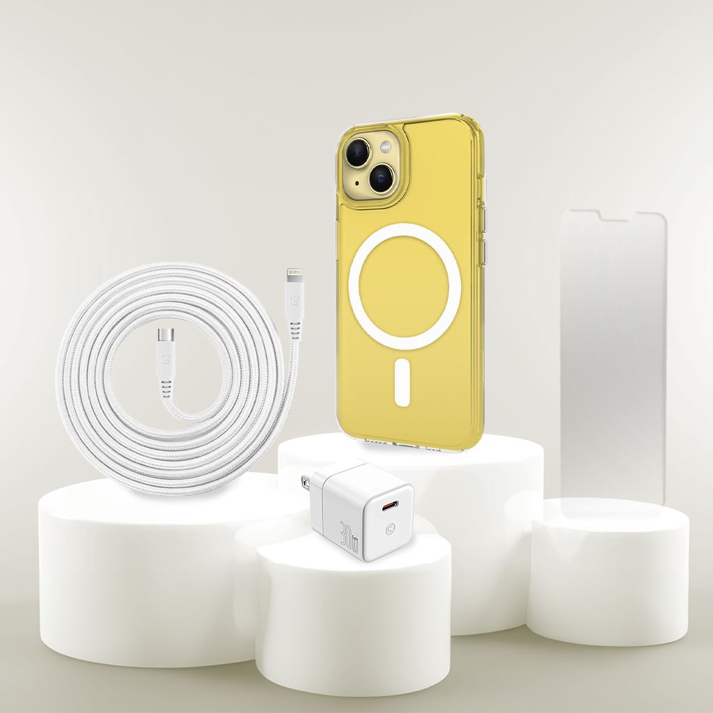 iPhone 14 Case, Charger & Screen Protector Holiday Gift Box - Yellow