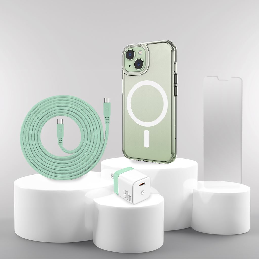 iPhone 15 Case, Charger & Screen Protector Holiday Gift Box - Green