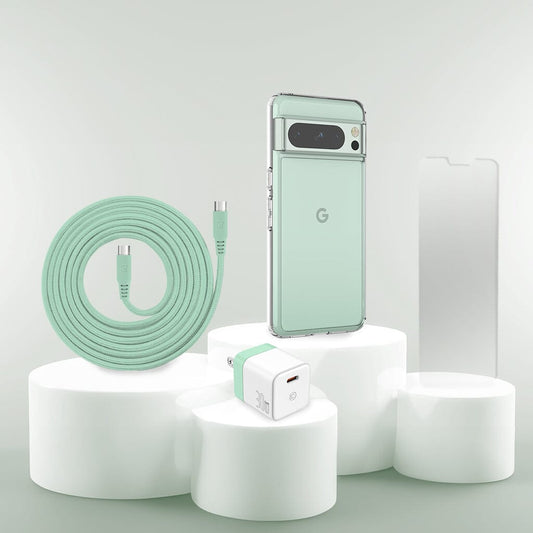 Google Pixel 8 Pro Case, Charger & Screen Protector Holiday Gift Box - Green