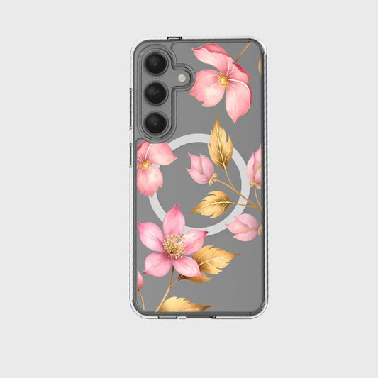 Samsung Galaxy S24 FE Pink Wildflower Clear Case