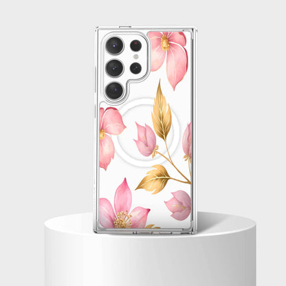 Samsung Galaxy S24 Ultra Pink Wildflower Clear Case
