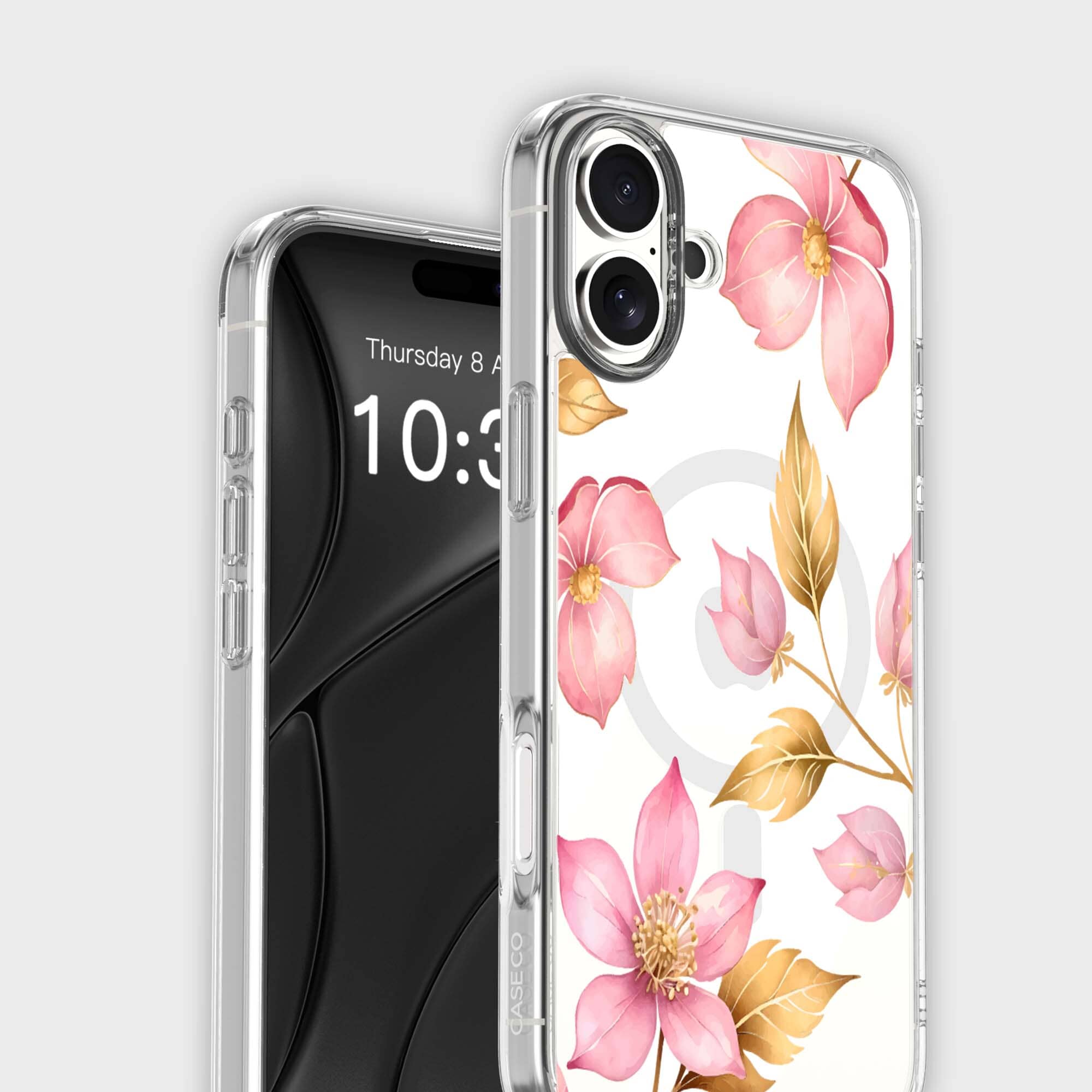 MagSafe iPhone 16 Pink Wildflower Clear Case | 10‑ft Drop Cover