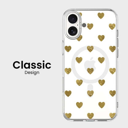 MagSafe iPhone 16 Gold Plum Heart Clear Case