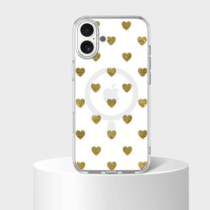 MagSafe iPhone 16 Gold Plum Heart Clear Case