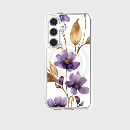 Samsung Galaxy S25 Clear Design Case - Purple Wildflower