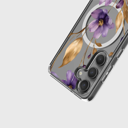 Samsung Galaxy S24 FE Clear Design Case - Purple Wildflower