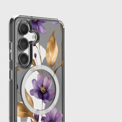 Samsung Galaxy S24 FE Clear Design Case - Purple Wildflower