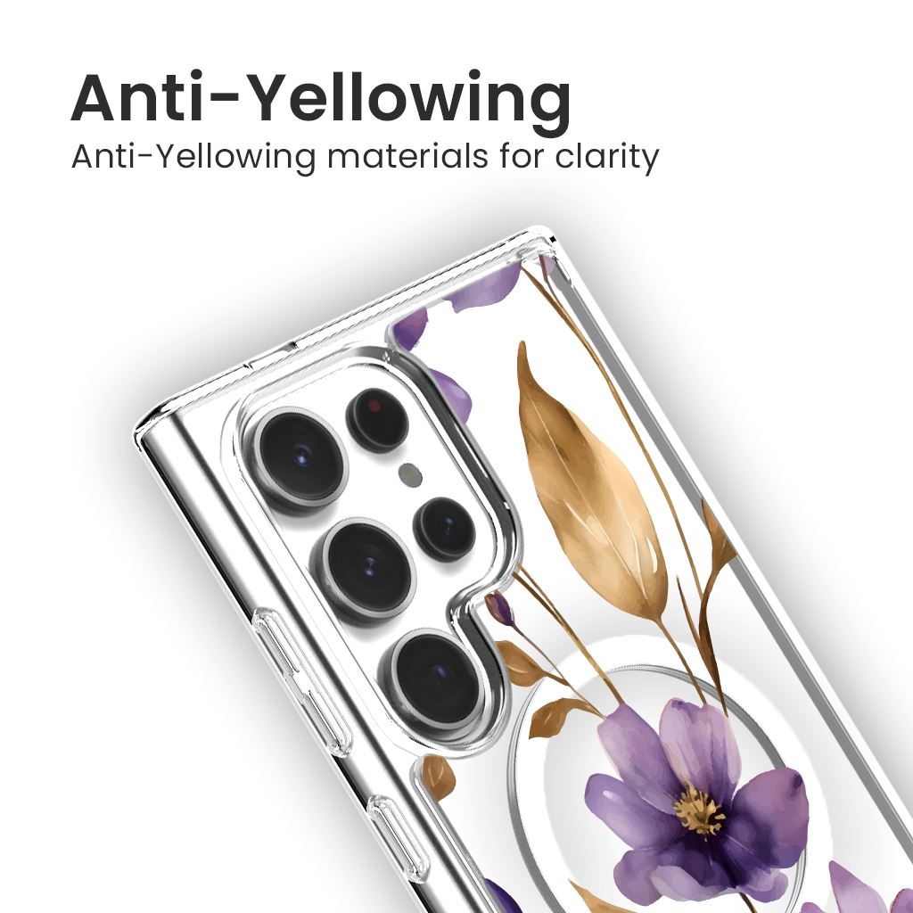 Samsung Galaxy S24 Ultra Clear Design Case - Purple Wildflower