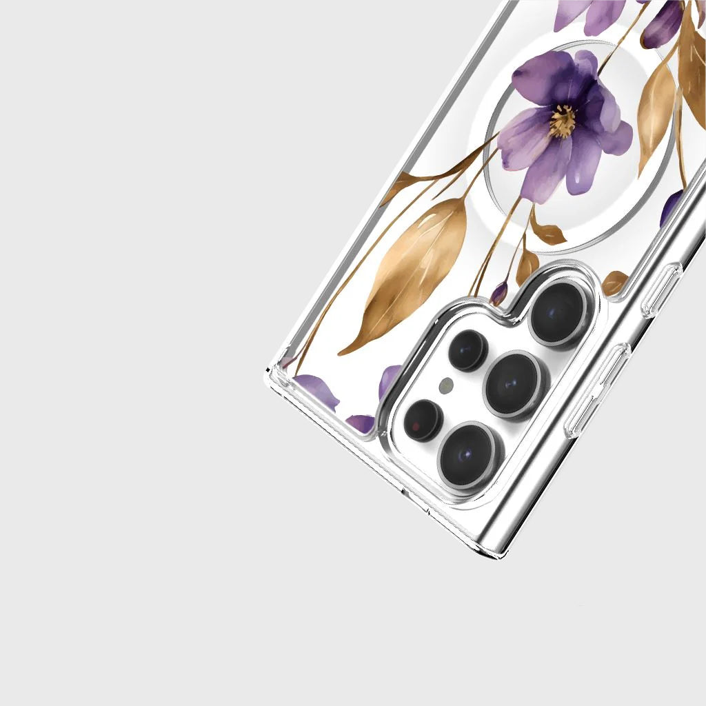 Samsung Galaxy S24 Ultra Clear Design Case - Purple Wildflower