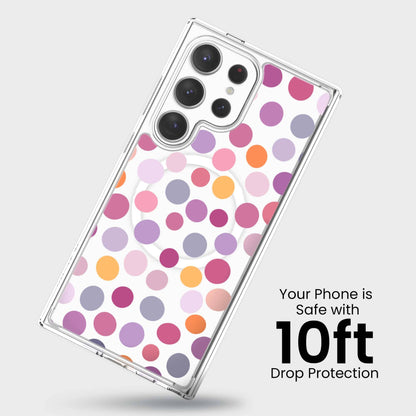 Samsung Galaxy S24 Ultra Purple Polka Dots Clear Case