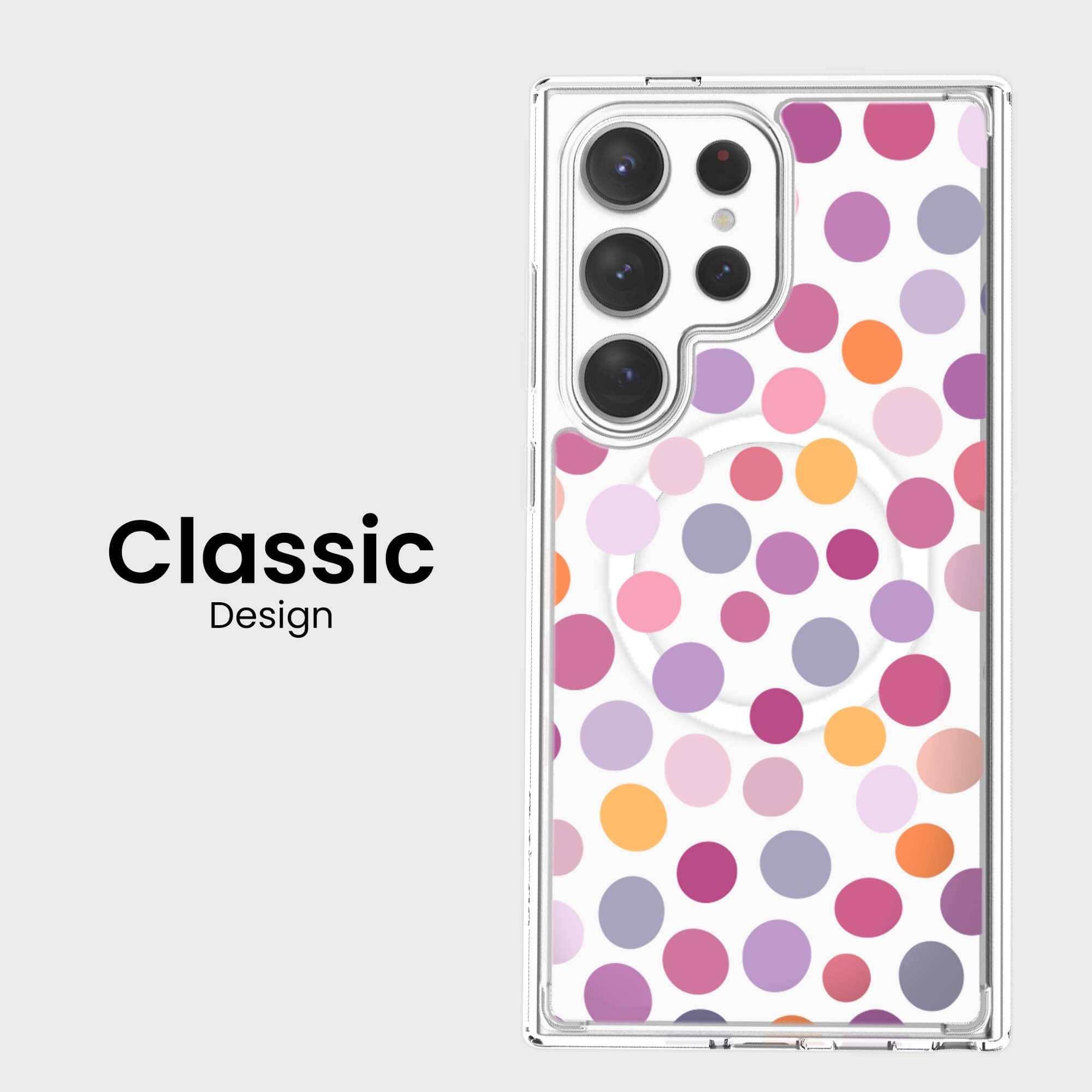 Samsung Galaxy S24 Ultra Purple Polka Dots Clear Case