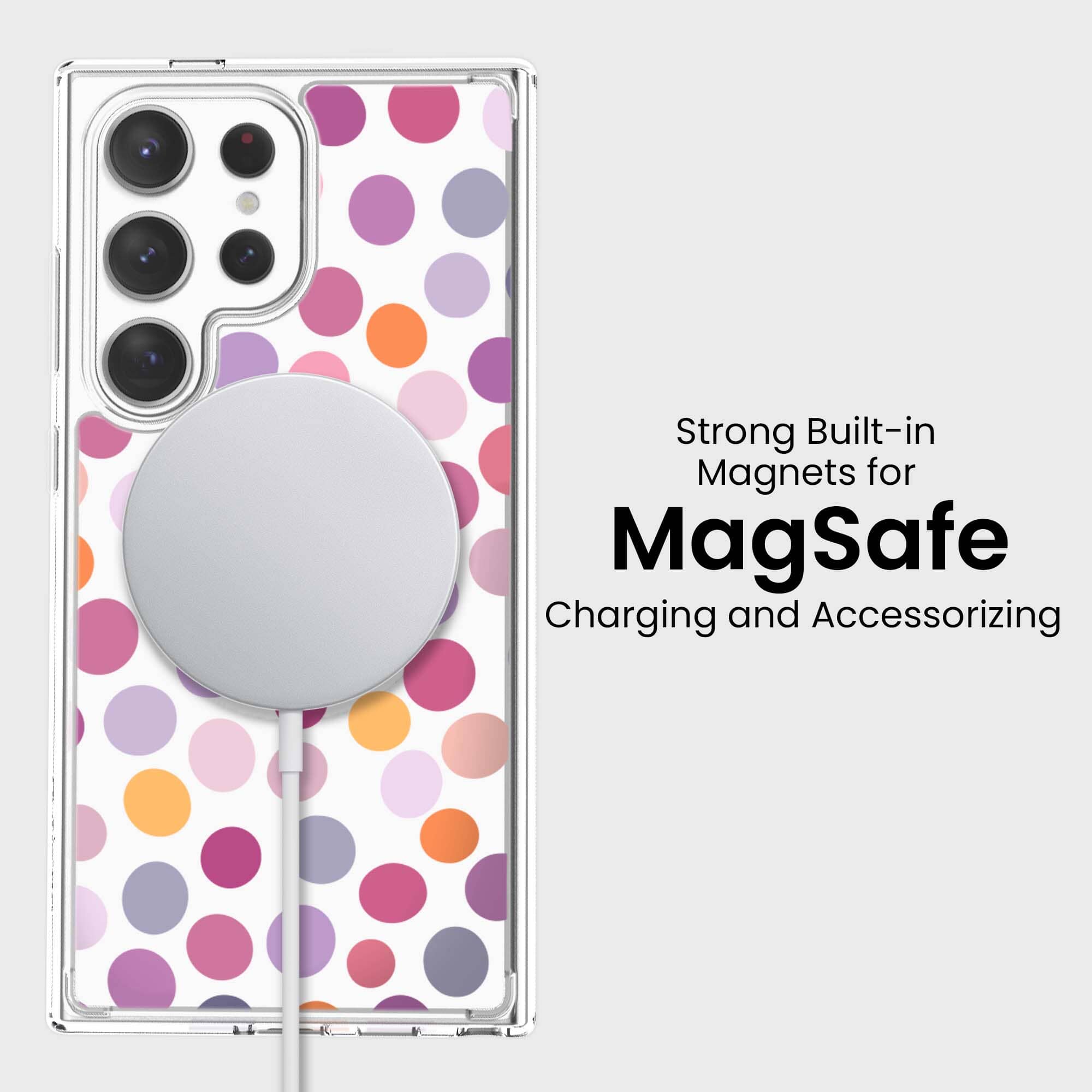 Samsung Galaxy S24 Ultra Purple Polka Dots Clear Case