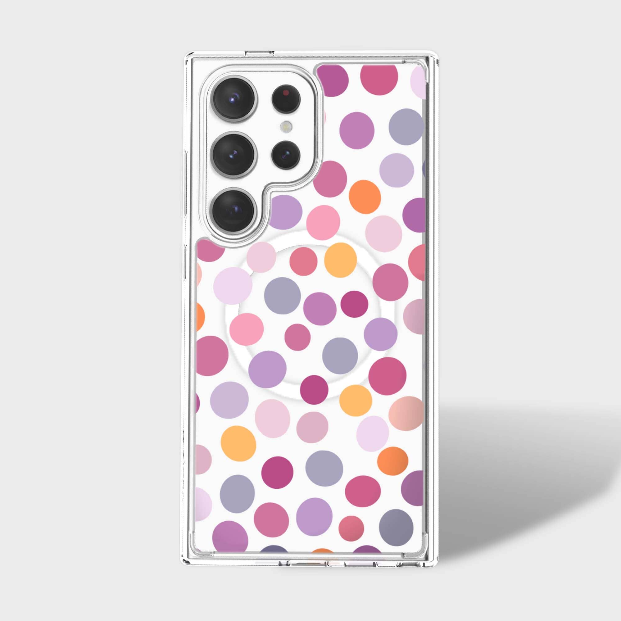 Samsung Galaxy S24 Ultra Purple Polka Dots Clear Case