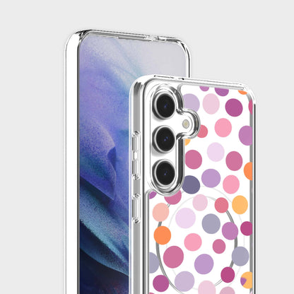 Samsung Galaxy S25 Purple Polka Dots Clear Case
