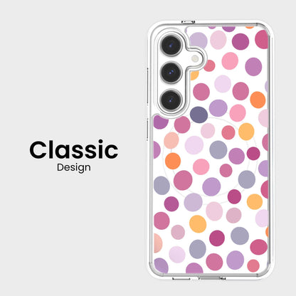 Samsung Galaxy S25 Purple Polka Dots Clear Case