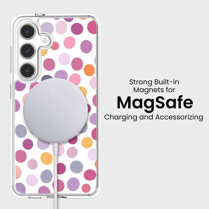 Samsung Galaxy S25 Purple Polka Dots Clear Case