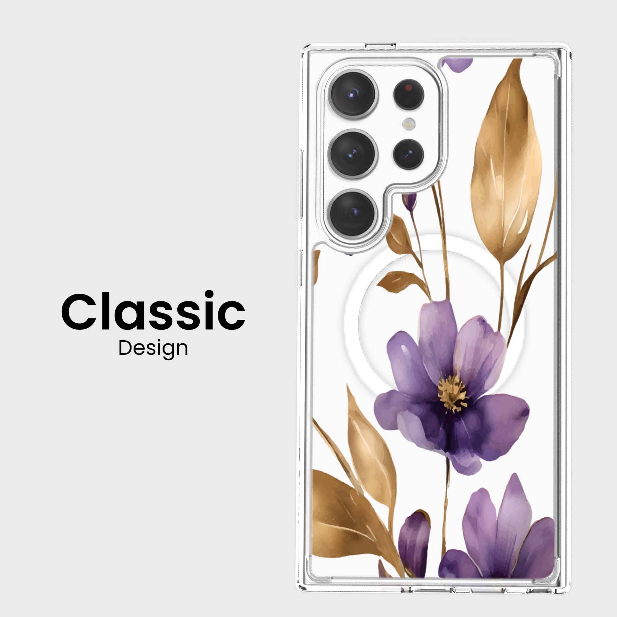 Samsung Galaxy S25 Ultra Clear Design Case - Purple Wildflower