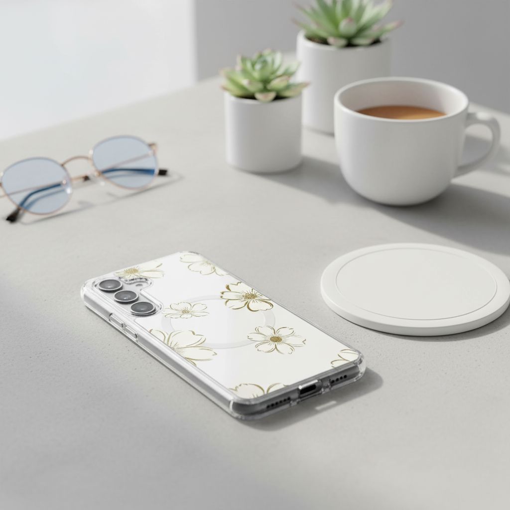 Samsung Galaxy S25 Gold Pattern Clear Case