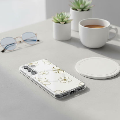 Samsung Galaxy S25 Gold Pattern Clear Case