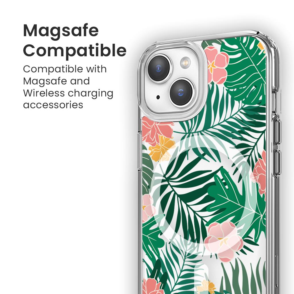 MagSafe iPhone 14 Teal Wild Flower Case