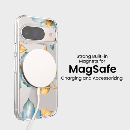 Google Pixel 9 Blue Wildflower Clear Case