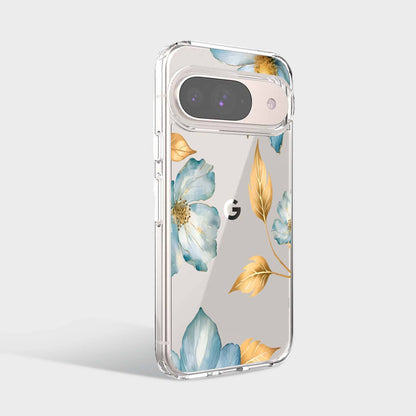Google Pixel 9 Blue Wildflower Clear Case