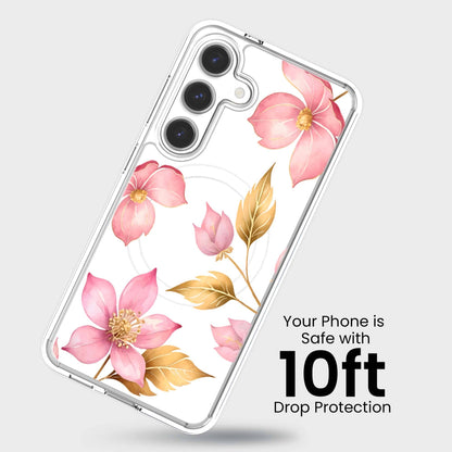 Samsung Galaxy S25 Pink Wildflower Clear Case