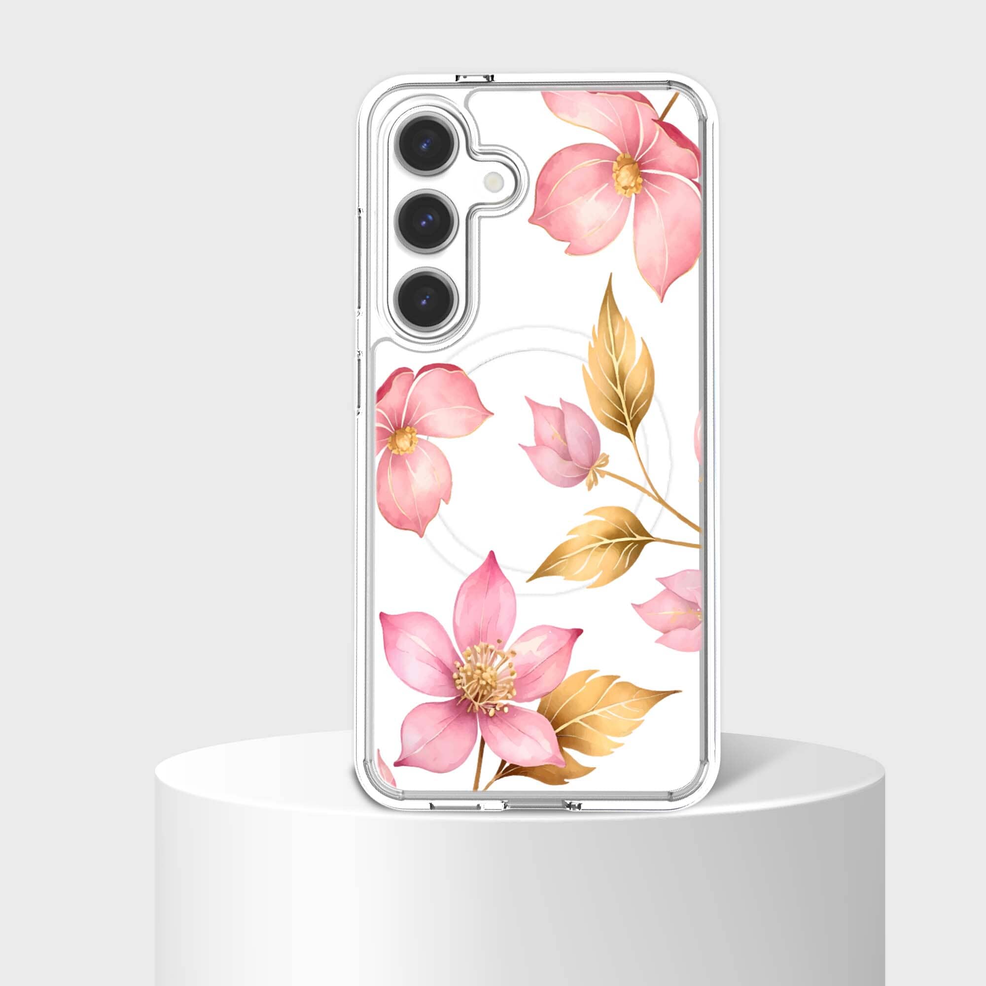 Samsung Galaxy S25 Pink Wildflower Clear Case