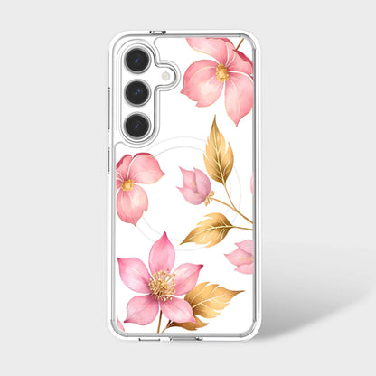 Samsung Galaxy S25 Pink Wildflower Clear Case