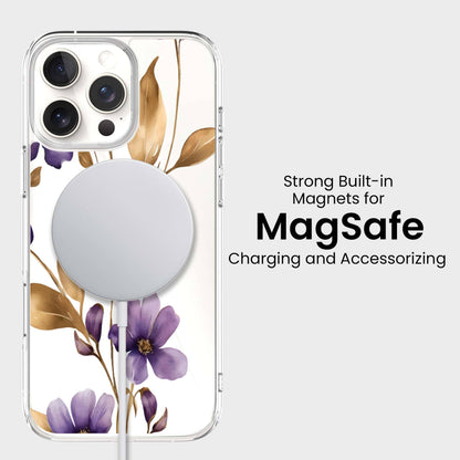 MagSafe iPhone 16 Pro Purple Wildflower Clear Case
