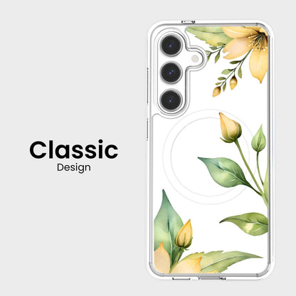 Samsung Galaxy S25 Yellow Wildflower Clear Case