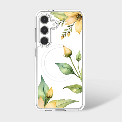 Samsung Galaxy S25 Yellow Wildflower Clear Case