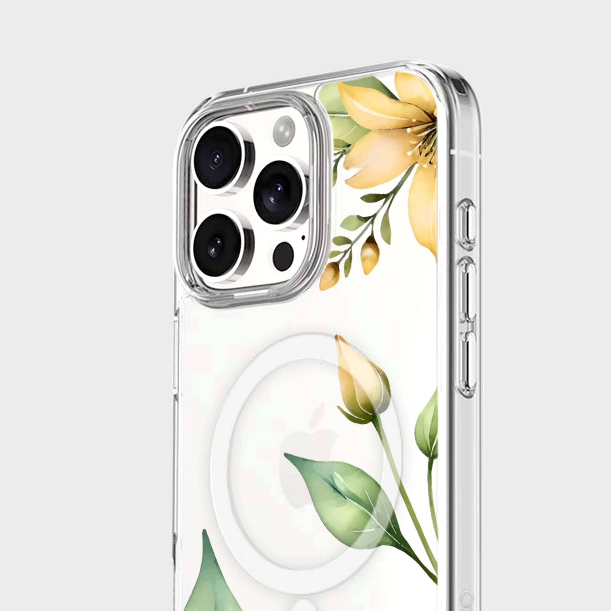 MagSafe iPhone 16 Pro Yellow Wildflower Clear Case
