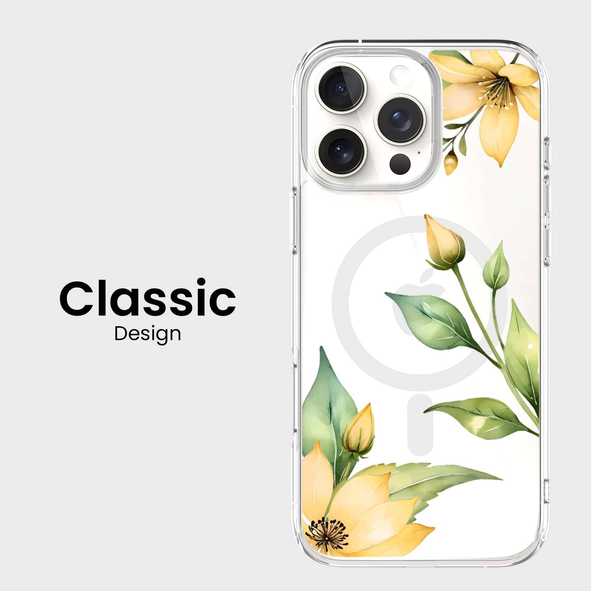 MagSafe iPhone 16 Pro Yellow Wildflower Clear Case