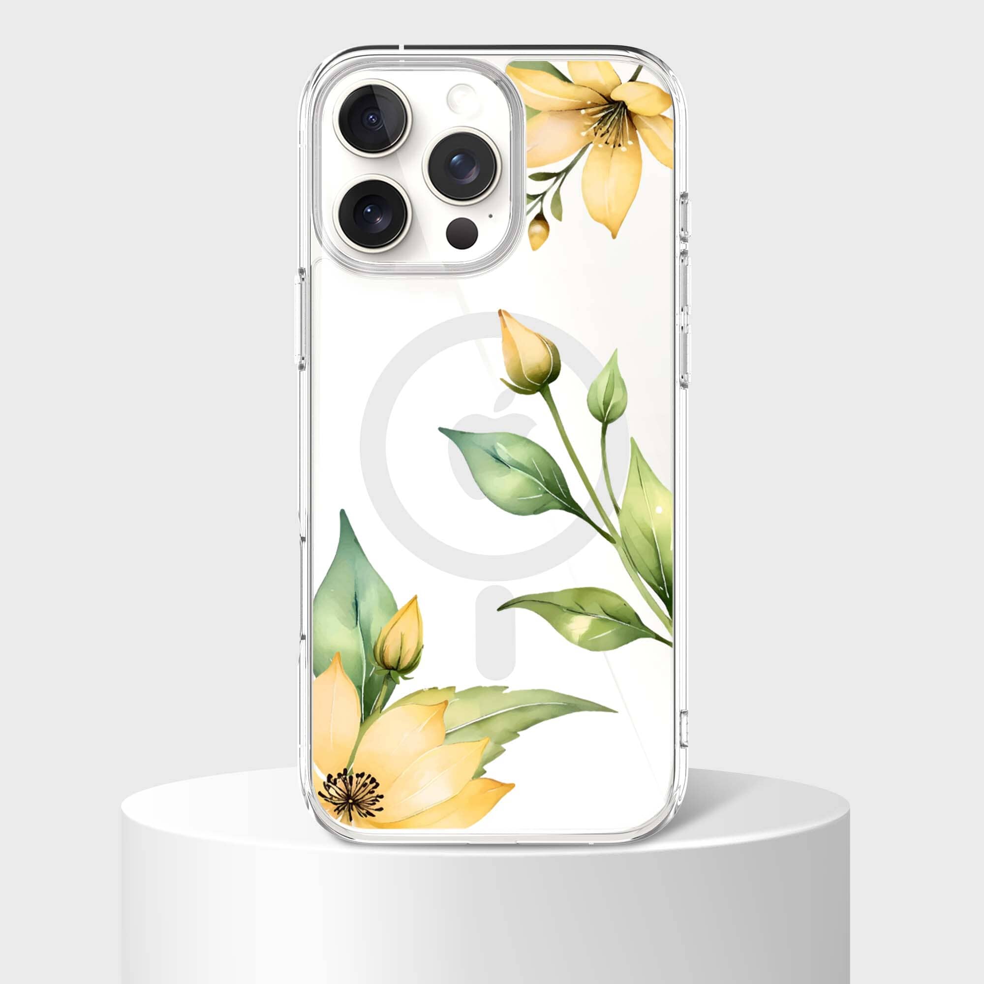 MagSafe iPhone 16 Pro Yellow Wildflower Clear Case