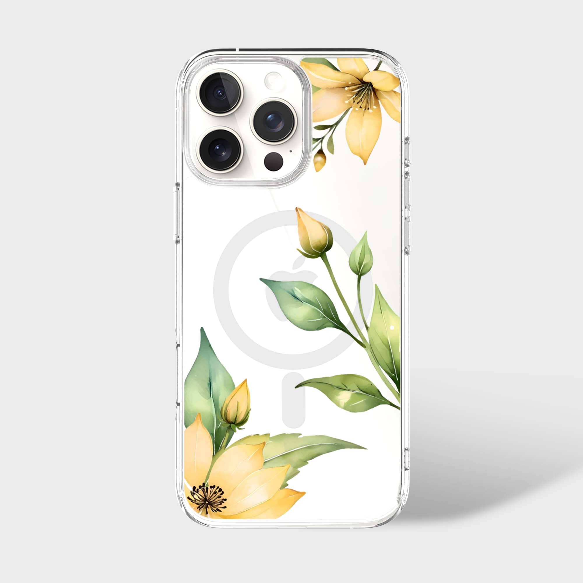 MagSafe iPhone 16 Pro Yellow Wildflower Clear Case